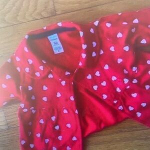 Red Heart Print Button-Up Shirt